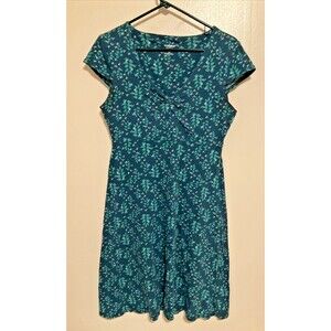 Toad & Co Women’s M Green Floral Dress Short Sleeve Stretch Hiking Designer